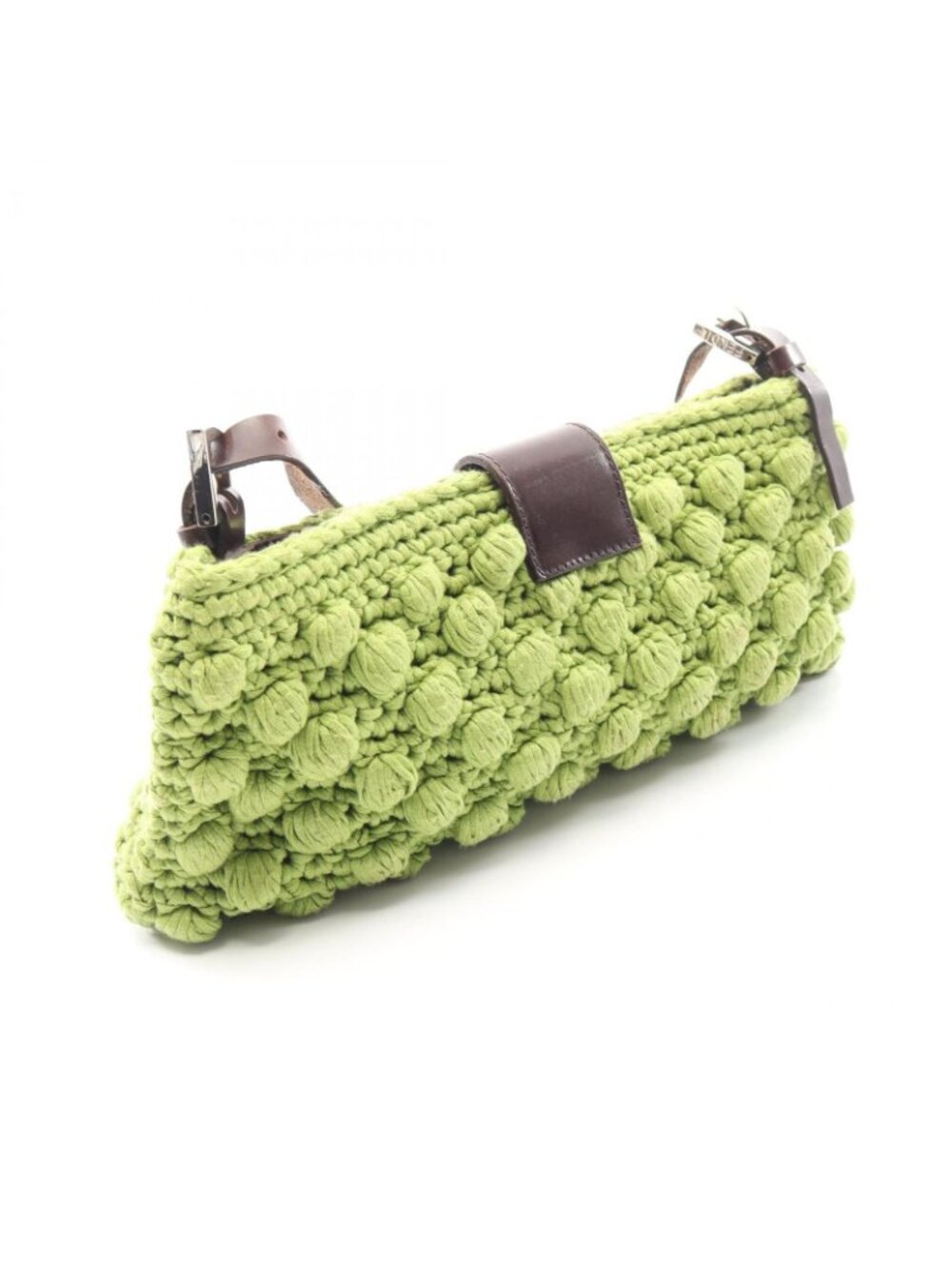 ★SOLD★ Fendi Shoulder Bag Mamma Baguette Green Canvas Leather - Picture 2 of 12